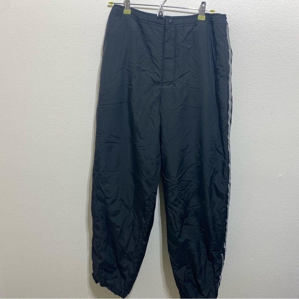 LL Bean Boy's Black With Blue Fleeced Lined Snow Pants Zip Up Leg Size XL 18-20
